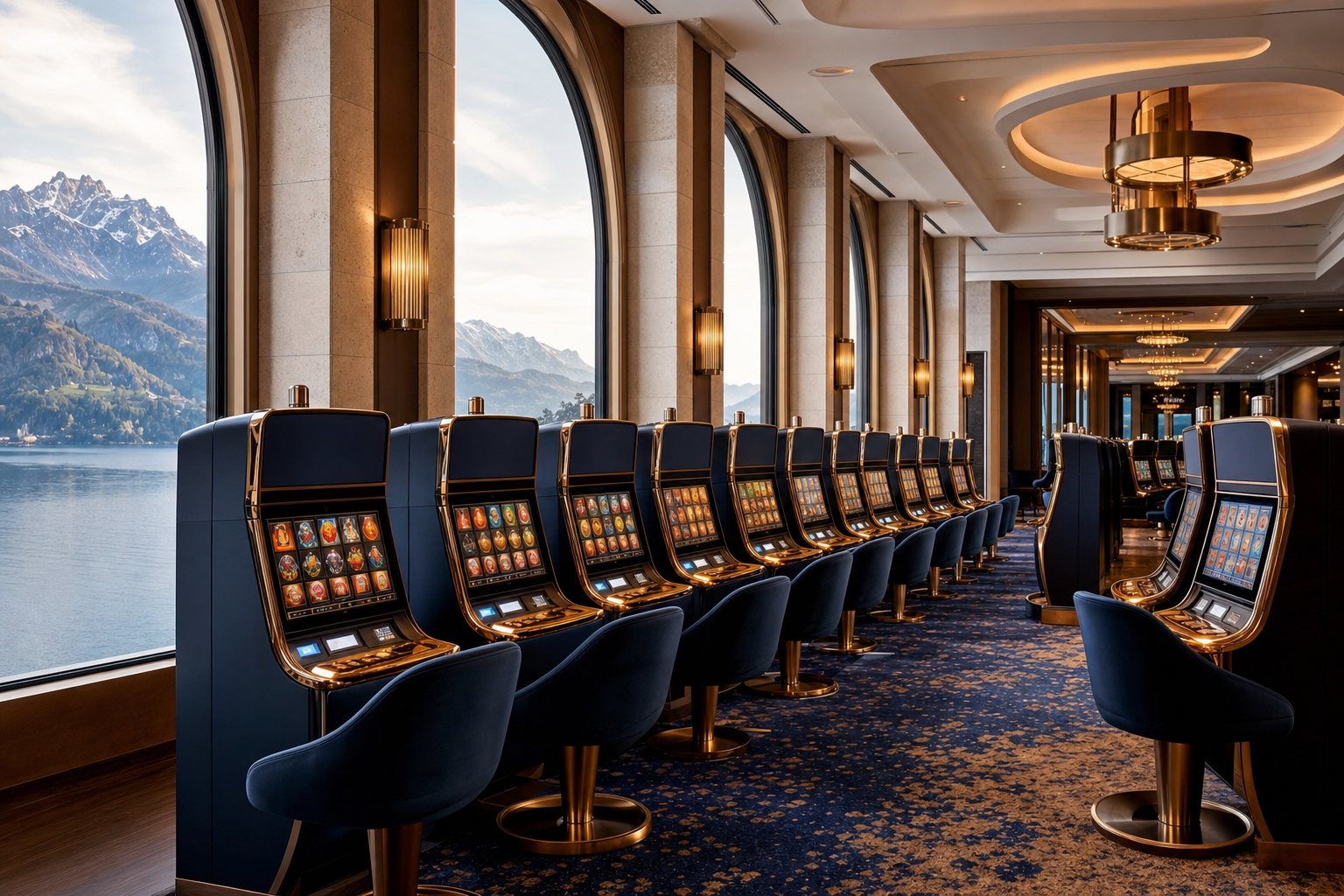 Saal mit 200 Spielautomaten am Vierwaldstättersee
